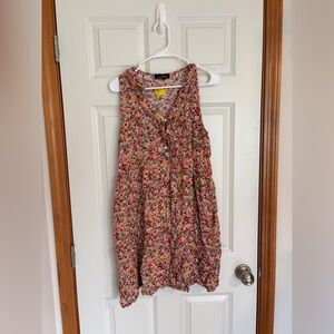 Suzanne Betro Rose Pink Floral Ruffle Trim Pintuck Dress